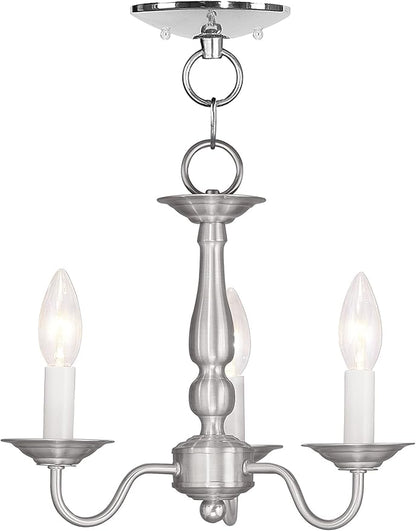 Livex Lighting 5009-91 Williamsburgh 3-Light Convertible Hanging Lantern/Ceiling Mount, Brushed Nickel