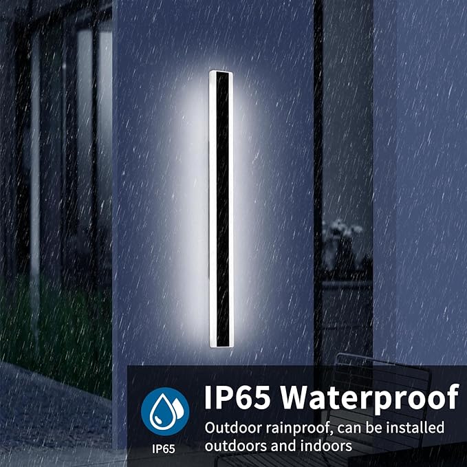 Long Outdoor Wall Light Fixture, 47.2inch Garage Modern Wall Sconce, 6000K Cold White, IP65 Waterproof, White Acrylic, 42W, Minimalist House Exterior Lighting for Patio, Porch, Garden, Fence