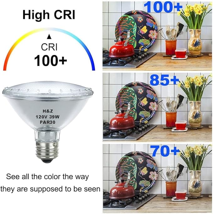 H&Z Par30 Short Neck, 6 Pack High Output Par30s Halogen 39W 120V, Par30 Dimmable Warm White 3000K, 39W Par30 Flood Light with E26 Medium Base for Recessed Trim Lighting, Track Light