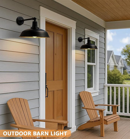15-inch Large Outdoor barn Light, Straight arm Design, Classic Farmhouse Style Wall-Mounted gooseneck barn Light, Waterproof and rustproof Outdoor Wall lamp, Suitable for garages, porches, and patios