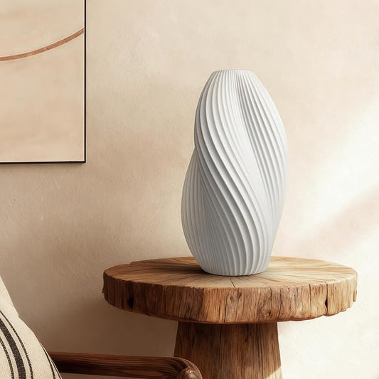 RONDURE 11.9" Modern Ceramic Table Lamp, Fully Dimmable Modern Bedside Lamps for Bedroom, Living Room and Nightstand, White Translucent Ceramic Shade, Warm Ambient Lighting, Corded, Bulb Included
