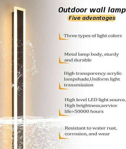 1 Pack 79inch Modern Outdoor Light LED 3000K-6000K Dimmable Outdoor Wall Lights IP65 Waterproof Black Garage Door Lights for House Garden Patio