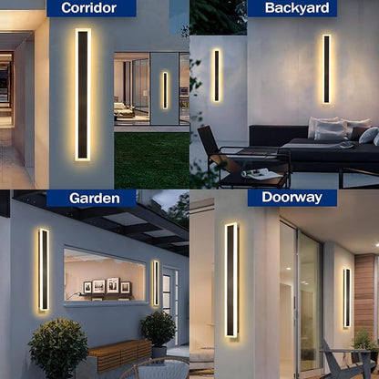 Modern Outdoor Wall Lights, 2 Pack 31.5 inch Exterior Sconces Wall Lighting 3000K LED Modern Outdoor Lights IP65 Waterproof Linear Exterior Wall Light for Garage Porch Patio
