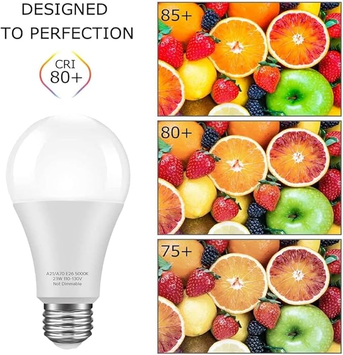 KINDEEP 150-200W Equivalent 23W E26 LED Bulb, A21 LED Super Bright Light Bulb, 2500 Lumens, Daylight White 5000K for Your Home, Office, Store, Garage, Warehouse,24-Pack