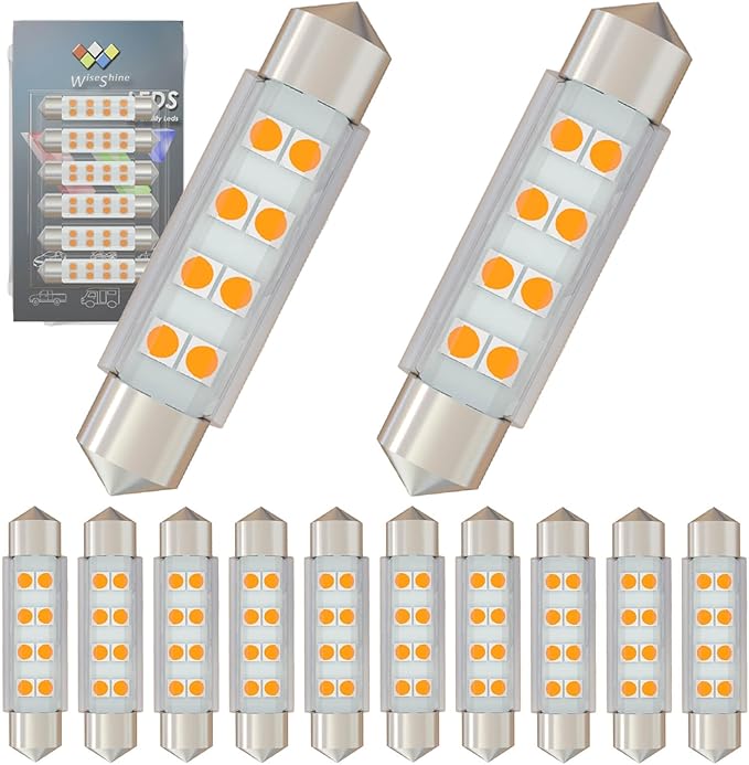 578 Festoon LED Bulb 43mm 44mm,211-2 LED Bulbs Gold Amber,Festoon 212-2 LED Bulb DC 24V for Truck Interior Dome Door Trunk Lights (Pack 12)