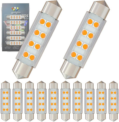578 Festoon LED Bulb 43mm 44mm,211-2 LED Bulbs Gold Amber,Festoon 212-2 LED Bulb DC 24V for Truck Interior Dome Door Trunk Lights (Pack 12)