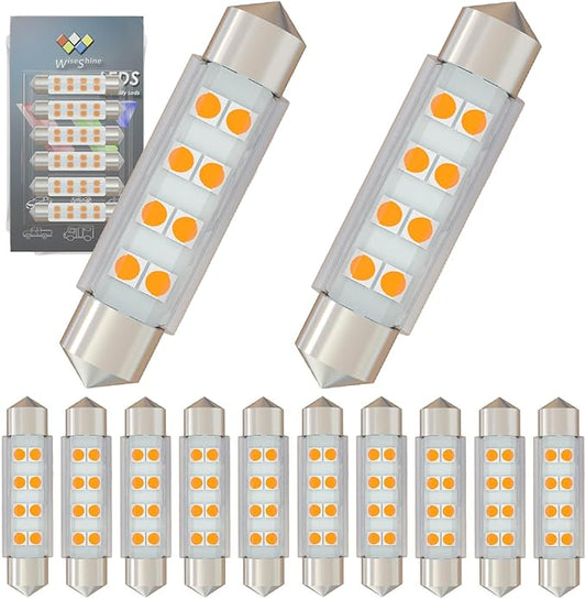 578 Festoon LED Bulb 43mm 44mm,211-2 LED Bulbs Gold Amber,Festoon 212-2 LED Bulb DC 24V for Truck Interior Dome Door Trunk Lights (Pack 12)