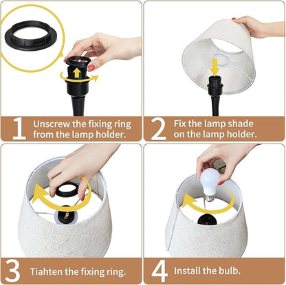 ONEWISH Touch Bedside Lamp Set of 2, Farmhouse 3-Way Dimmable Table Lamps for Nightstand with Fabric Shade, Desk Lamp for Reading, Bedroom, Livingroom, Office