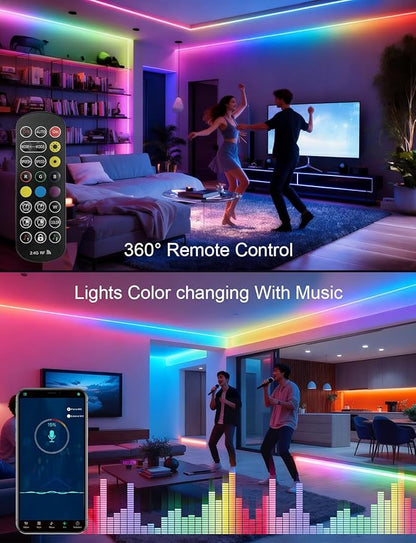 COB LED Strip Lights, RGB Smart IC, IP67 Waterproof, Dimmable 40FT/12M, Color Flowing Tape Light with App Control & Music Sync, Dotless LED Light for Outdoor, Patio, christmas & Party Decorations