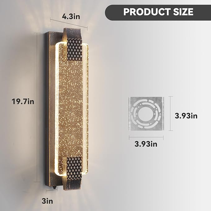 camuucci Dusk to Dawn Outdoor Light,19.7 Inches LED Porch Lights Outdoor Waterproof Modern Outside Sconce Wall Mount for Doorway Hallway Porch Patio Yard Doorway Bronze