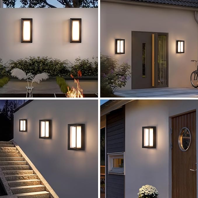 4 Pack Outdoor Wall Lights Exterior/Interior LED 24W Adjustable 3-Color 2100LM IP65 Sconces Lights Waterproof Modern Outdoor Porch Lighting Fixtures Aluminum Wall Lights Compatible with Dimmers
