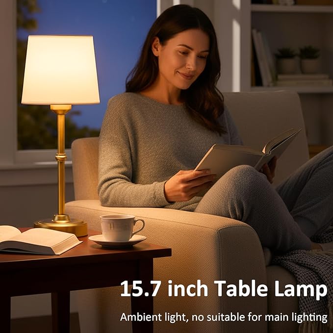 Small Bedside Table lamp for Bedroom, Cordless LED Desk Lamp with Fabric Shade, 6000mAh Rechargeable Battery Operated Lighting, 3000K Warm Ambient Light for Living Room/Restaurant/Bar/Nightstand