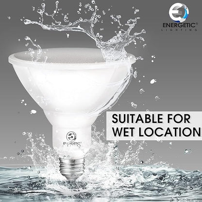 Energetic LED PAR38 Outdoor Flood Light Bulb Home Residential Patio Driveway Light, PAR38 LED Bulb, 4000K Cool White Dimmable, 100W Equivalent 12.5W, Wet-Rated, 1050 Lumen, E26 Base, ETL, 12 Pack