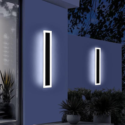 Upgrade Widened 2 Pack LED Outdoor Wall Sconce, 39.3inch Modern Minimalist Wall Mount Lights, 3 Color 3000K/4500K/6000K, 36W, IP65 Waterproof, Outside Lighting Fixture for Courtyard, Balcony, Patio