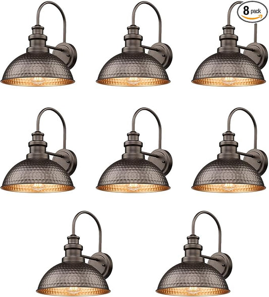 Outdoor Barn Lights, Farmhouse Outdoor Wall Sconces, Rustic Exterior Wall Mount Lights, Vintage Industrial Exterior Lighting Fixture for Porch,Garage,Patio, Fit E26 Socket(Oil-Rubbed Bronze, 8 Pack)