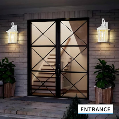 Darkaway Large Outdoor Wall Lights for House, 18inch Exterior Lighting Fixtures Wall Mount Outdoor Porch Lights Waterproof White Outside Sconce Lights with Water Ripple Glass for Patio Hallway Garage