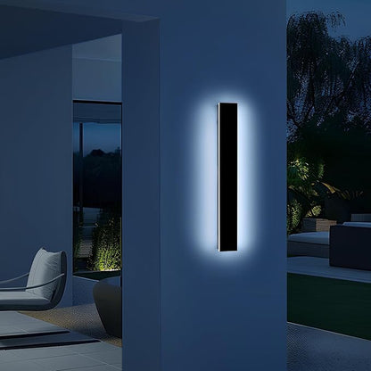 Mikeru 23.6" Outdoor Wall Sconce 6000K Cool White - IP65 Waterproof Black Exterior Light, Hardwired Wall Mounted Fixture for Porch, Patio & Entryway | Non-Dimmable Weatherproof Design