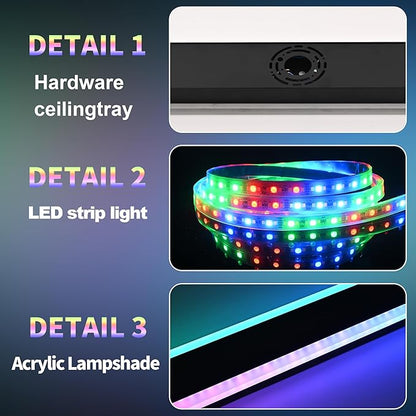 BONLICHT 1 Pack 48inch Long Outdoor RGB Modern LED Wall Light IP65 Waterproof Linear Exterior Lighting Fixture Wall Mount with Remote Control, Rectangular Black Wall Sconce for Garage Front Door