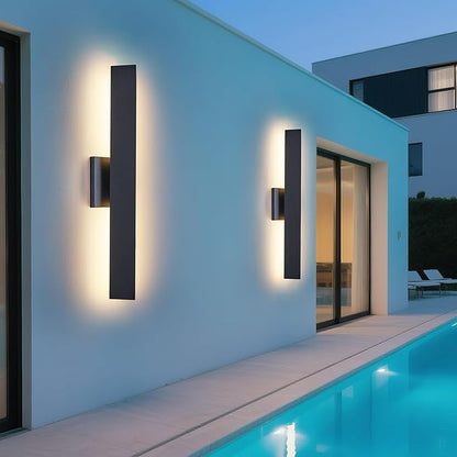 Modern Outdoor Porch Light Patio Lamp in 20W 3000K Integrated LED with Aluminum Triangle & Frosted Glass, IP65 Waterproof Wall Sconce,2 Pack(Textured Black),Can Installed in Any Direction.
