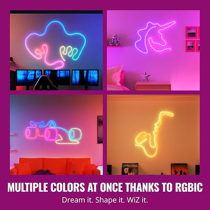 WiZ Connected Neon Smart Flex Strip – 16.4 ft (Two 8.2ft Strips), 16 Million Colors + Shades of White, Dynamic Light Scenes, Connects to Your Wi-Fi, Voice/App Control