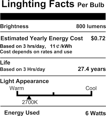 5 Inch Edison Bulb, 2700K Soft White E26 Led Bulb 6W Dimmable, 800LM T10/T9 Clear Glass Tubular Light Bulbs, AC 120V Equal 80 Watt Bulbs for Chandelier Pendant Wall Light - 4Pack
