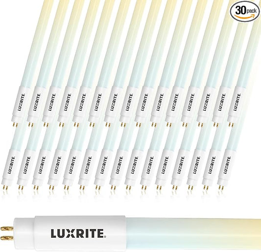 LUXRITE 30-Pack 4FT T5 LED Tube Lights, Type B, 24W=54W, 4 Colors 3500K | 4000K | 5000K | 6500K, 45.79", Single and Double End Powered, Ballast Bypass, 3200LM, F54T5 Fluorescent Replacement, UL, DLC