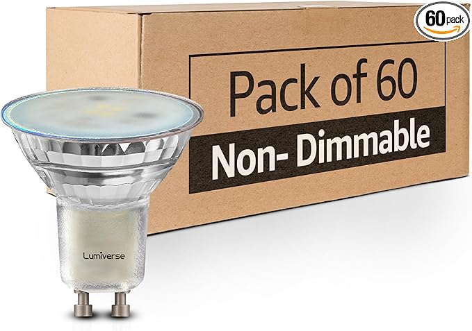 MASTERY MART 60 Pack GU10 LED Bulb, Non-dimmable Track Light Bulbs, 2700K Soft White, 4W for 35W Halogen Bulb Replacement for Range Hood, Tracklights and Recessed Lighting
