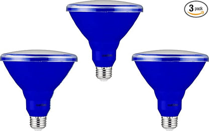 Sunlite 40244 LED PAR38 Colored Recessed Light Bulb, 15 watt (75W Equivalent), Medium (E26) Base, Floodlight, ETL Listed, Blue, 3 Pack