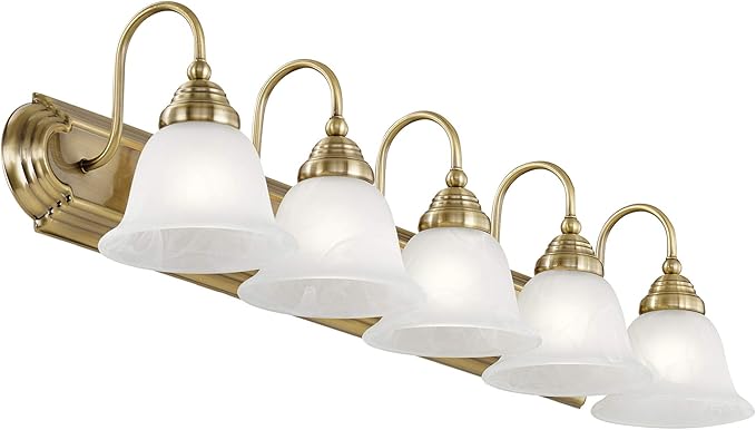 Livex Lighting 1005-01 Belmont 5-Light Bath Light, Antique Brass, 36 x 8.5 x 8.5