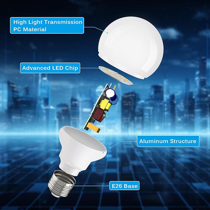 G25 LED Light Bulbs, Round Vanity Light Bulbs for Bathroom, 40W Equivalent, Cool White 4000K, E26 Base Globe Light Bulb, 600LM, Non-Dimmable, 4-Pack