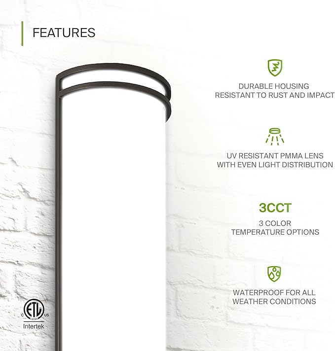 ASD 18 Inch LED Outdoor & Indoor Wall Mount Light Fixture - Oil Rubbed Bronze Modern Wall Sconce Lighting - 20W 120-277V 3000K 4000K 5000K Dimmable Front Door & Patio Exterior Lights - ETL, 2 Pack