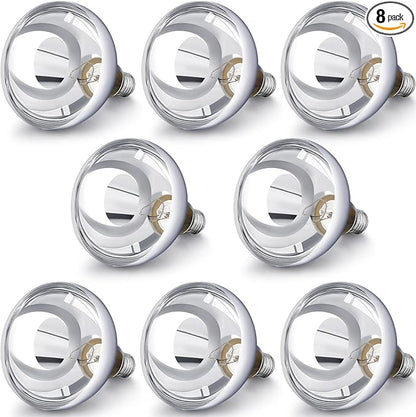 VIHOSE 8 Pack 250 Watt Heat Lamp 120v R40 Heat Lamp Bulbs Glass Incandescent Light Bulbs Incandescent Heating Lightbulbs for Reptiles Chicks Food Puppies Bathroom, Use E26 Base (Silver)