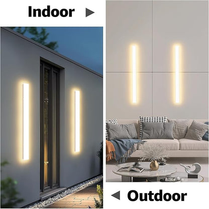 2 Pack 31.5inch Long Outdoor White Wall Lights 24W 3000K Modern Porch Lights Acrylic Waterproof IP65 Exterior Wall Light Fixtures for House Patio Porch Courtyard (White)