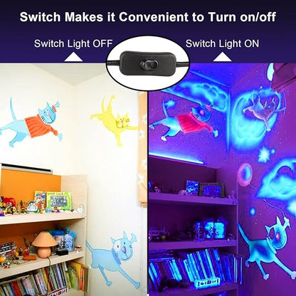 4 Pack 150W LED Blacklight, UV Black Lights for Glow Party, IP65 Waterproof Outdoor UV Floodlight for Black Light Party,Body Painting,Fluorescent Painting,Birthday Parties,Halloween