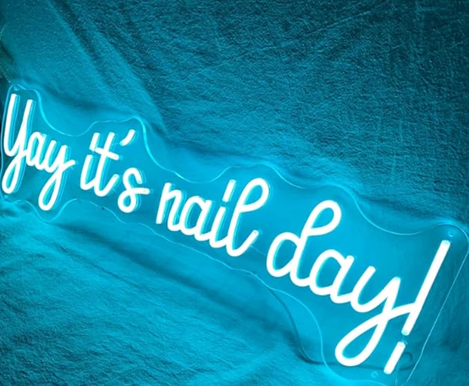Yay It's Nail Day! Custom LED Neon Sign Night Light Wall Nail Salon Beauty Room Studio Nail Bar Decor Wedding Decoration USB Powered Personalized Gift Size:50cm