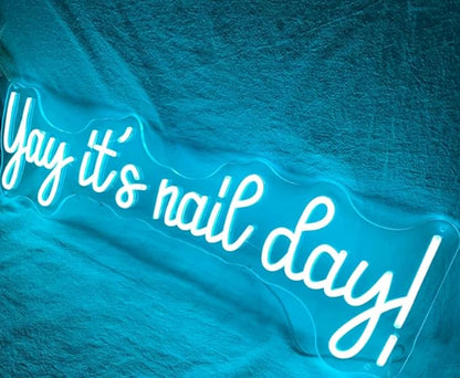Yay It's Nail Day! Custom LED Neon Sign Night Light Wall Nail Salon Beauty Room Studio Nail Bar Decor Wedding Decoration USB Powered Personalized Gift Size:50cm