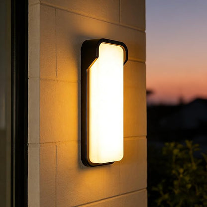 LANFU LED Modern Rectangular Outdoor Wall Sconce Light 3000K Outside Light for House Patio, Black Warm White, IP64 Waterproof Exterior Wall（16.5inch Bordered）