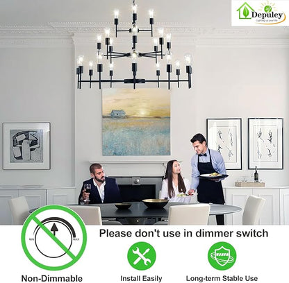 Depuley LED Light Bulbs E26: Edison LED Filament Bulbs 6W Equivalent 60W - Vintage Chandelier Lights Bulb 5000K Daylight White - ST58 Clear Glass Bulb 360°Omnidirectional Lighting 800LM 90+CRI 24 Pack