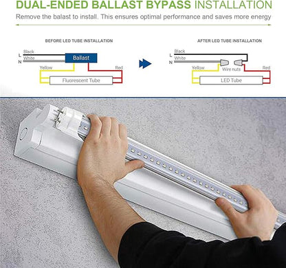 5FT T8 LED Tube Light Bulb 48W 6000K Cool White G13 Bi-Pin Dual Row LEDs T8 T10 T12 Fluorescent Replacement Ballast Bypass,Double Ended Power 5 Foot Shop Lights (15 Pack)