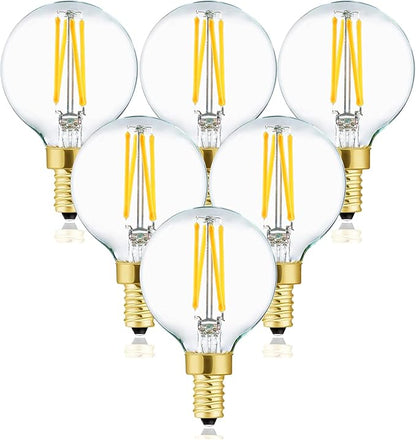 XININSUN Dimmable G16.5 Light Bulb,E12 40 Watt Candelabra Light Bulb,Soft White 3000K 400lm G50 4w Led Globe Bulbs Vintage LED Filament Edison Candle Bulb with Decorative,6Pack