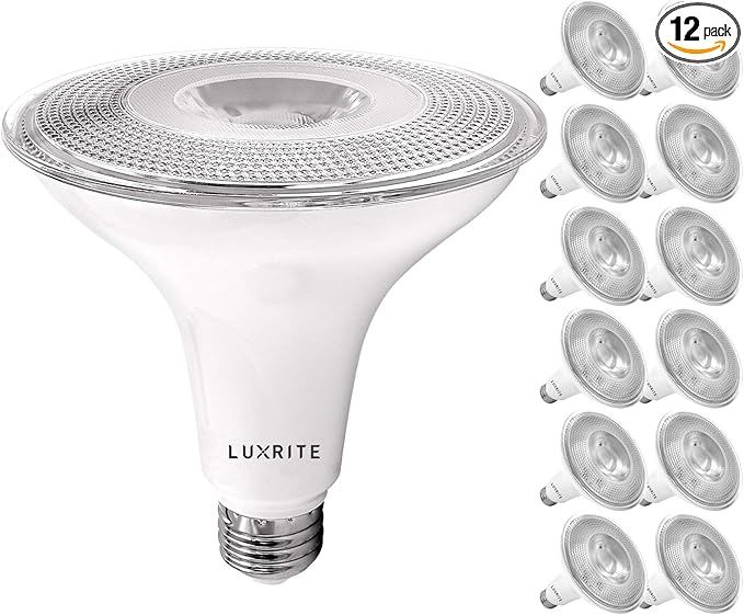 LUXRITE 12 Pack PAR38 LED Outdoor Flood Light Bulbs, 120W Equivalent, 1250 Lumens, 4000K Cool White, 15W Dimmable, Indoor Outdoor Spotlight Bulb, Wet Rated, E26 Standard Base, UL Listed