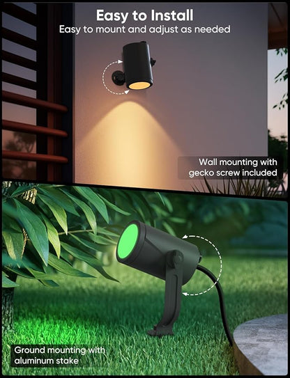 APPECK Smart Landscape Lighting Kit 36W, RGBCW Smart Landscape Lights 6 Pack, IP65 Waterproof Outdoor Spotlights, Alexa/Google Assistant Compatible, for Garden Pathway Yard Holiday Decor