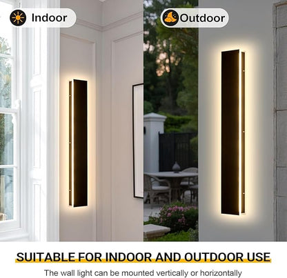 39.3in Modern Outdoor Wall Light for House, Black Upgraded 4.72in Wide 3000K Waterproof IP65 Porch Lights Wall Sconce,Long LED Linear Outside Exterior Lighting Fixtures for Garage,Front Door