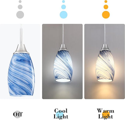Glass Pendant Lamp Shade 4.72" Dark Blue Marble Art Glass Chandeliers Shade Mini Oval Light Shade Replacement Lamp Shade Only Light Fixtures for Kitchen Island 1-Pack