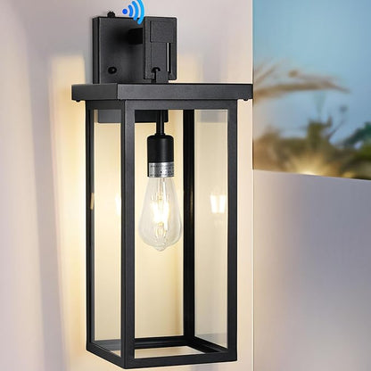 Dusk to Dawn Sensor Outdoor Wall Mount Light Fixture,20" Large Outdoor Wall Lights Exterior Front Porch Light，Black Exterior Sconce with E26 Socket，Waterproof Outside Lights for House 1 Pack