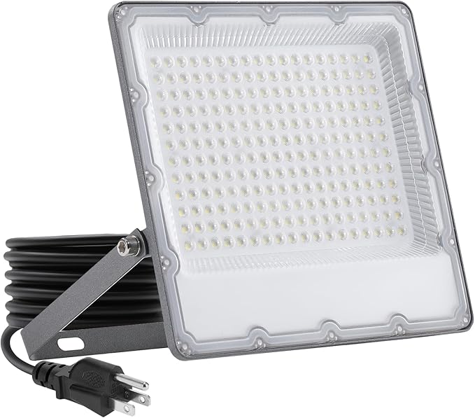 WeDo LED Flood Light 200W Equivalent – 150W Plug-in Outdoor Spotlight, 6500K Bright Daylight, IP65 Waterproof Security Light for Driveway, Building, Warehouse, Front Yard