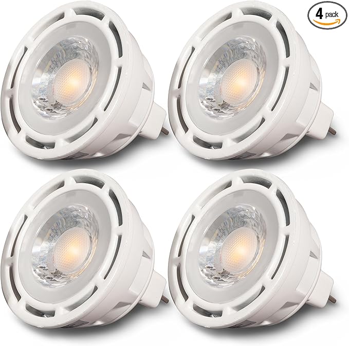 SunLight2® Premium Edition | MR16 LED Bulb 7W | 12V AC | 3000K to 1800K Dim to Warm | CRI 97+ | 36° Beam Angle GU5.3 Spotlight | White Finish | 4 Pack | Energy Efficient Flicker Free