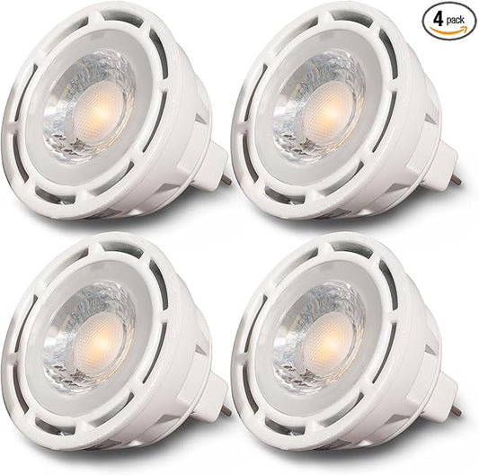 SunLight2® Premium Edition | MR16 LED Bulb 7W | 12V AC | 3000K to 1800K Dim to Warm | CRI 97+ | 24° Narrow Beam Spotlight | White Finish | 4 Pack | Energy Efficient Flicker Free