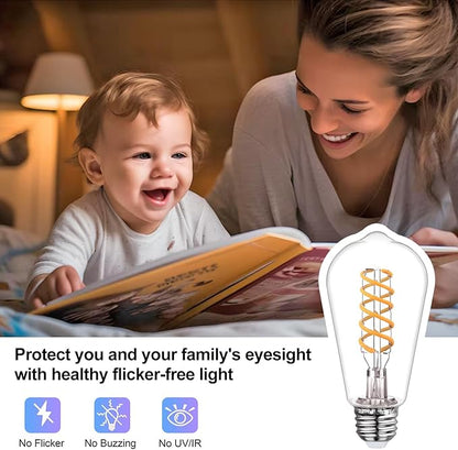 ST19/ST58 LED Edison Bulbs, Warm White 2700K Vintage Light Bulbs, E26 6W Led Bulb Dimmable 600LM, Antique Decorative Filament LED Bulb for Bedroom Office Fan Lights Ceiling Fixtures 12 Pack