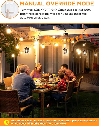 Motion Sensor Outdoor Wall Light Dusk to Dawn Outside Wall Sconce with Seeded Glass Exterior Light Fixtures Wall Mount 3 Modes Motion Activated Outdoor Porch Wall Lantern IP65 Waterproof Black